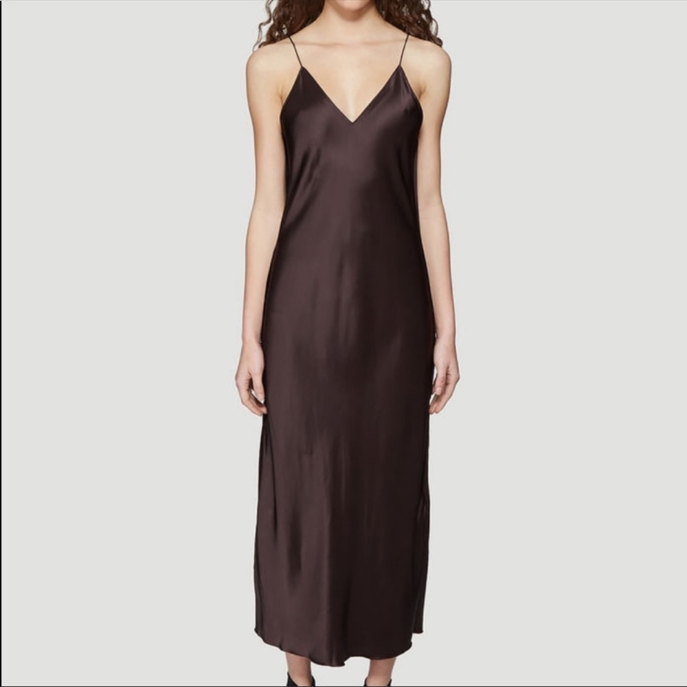 Helmet Lang | Raw Detail Chocolate Slip Dress Sz 8 - Picture 2 of 4